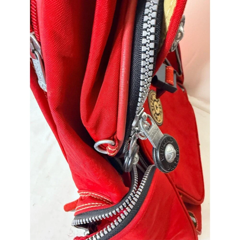 Kipling Sanaa Rolling Backpack Red Wheeled Travel School Bag Carry-On